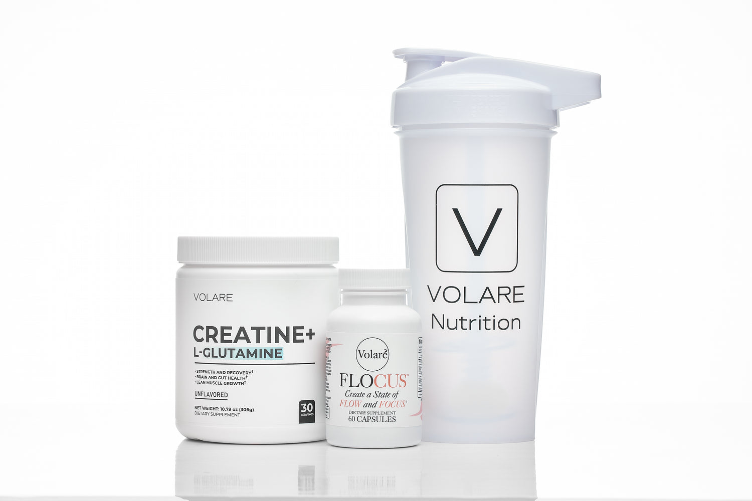 The Introduction Bundle: CREATINE +L-Glutamine, Flocus™ with a FREE Perfect Shaker Bottle